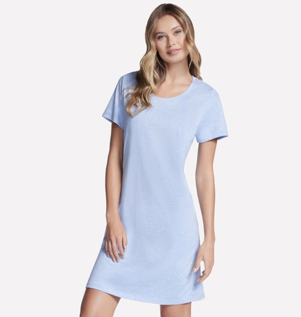 SKECHERS Women's GoDri Swift T-Shirt Dress Medium Blue Short Sleeve NWT